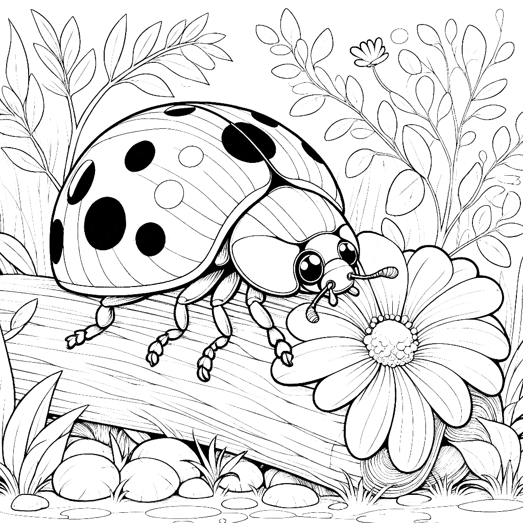Free printable ladybug coloring page 4 black and white outline
