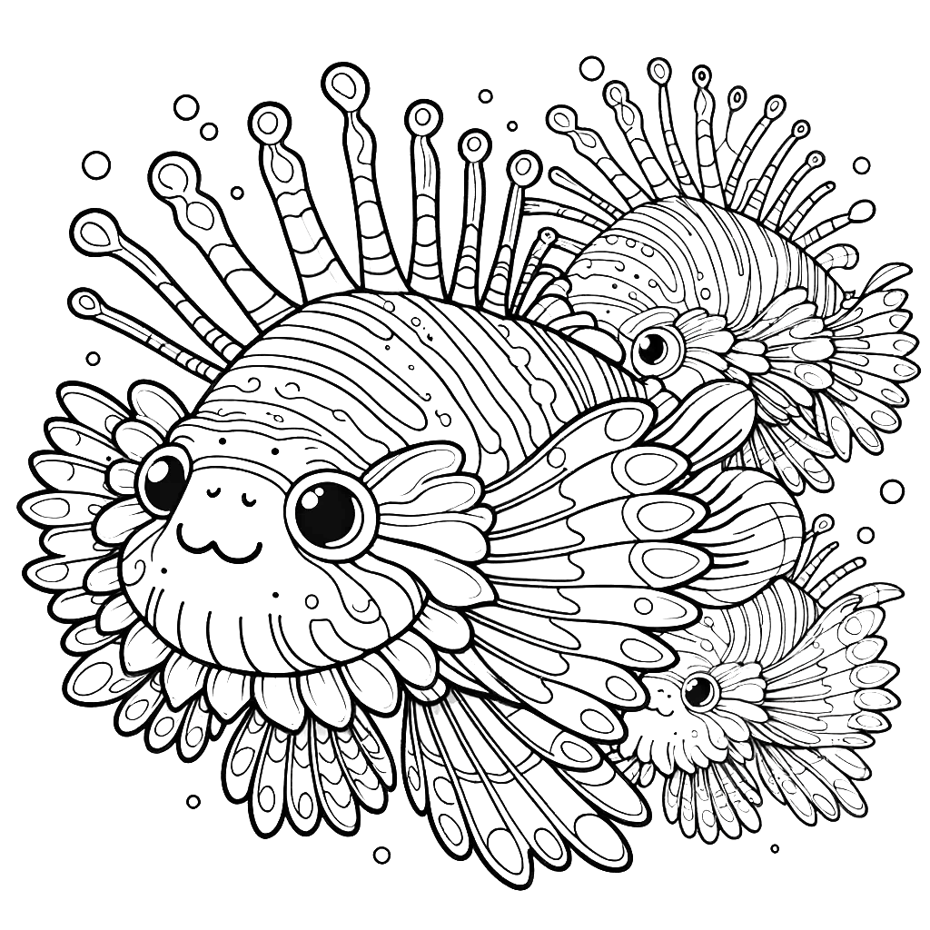 Free printable lionfish coloring page 3 to print and color