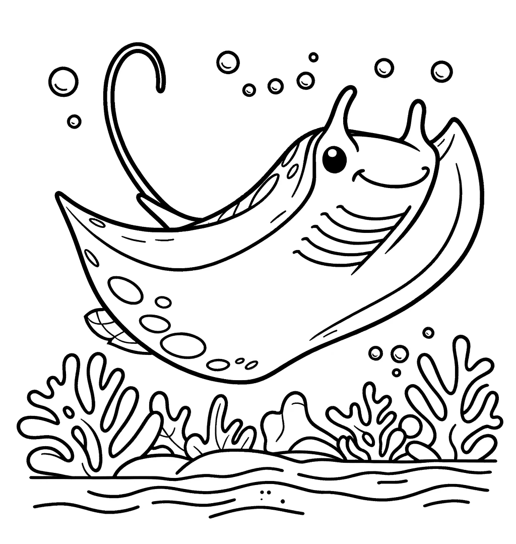 Free printable manta ray coloring page 1