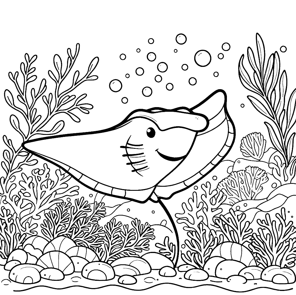 Free printable manta ray coloring page 3 to print and color