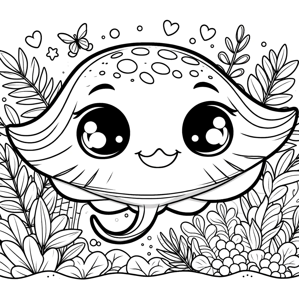 Free printable manta ray coloring page 4 black and white outline