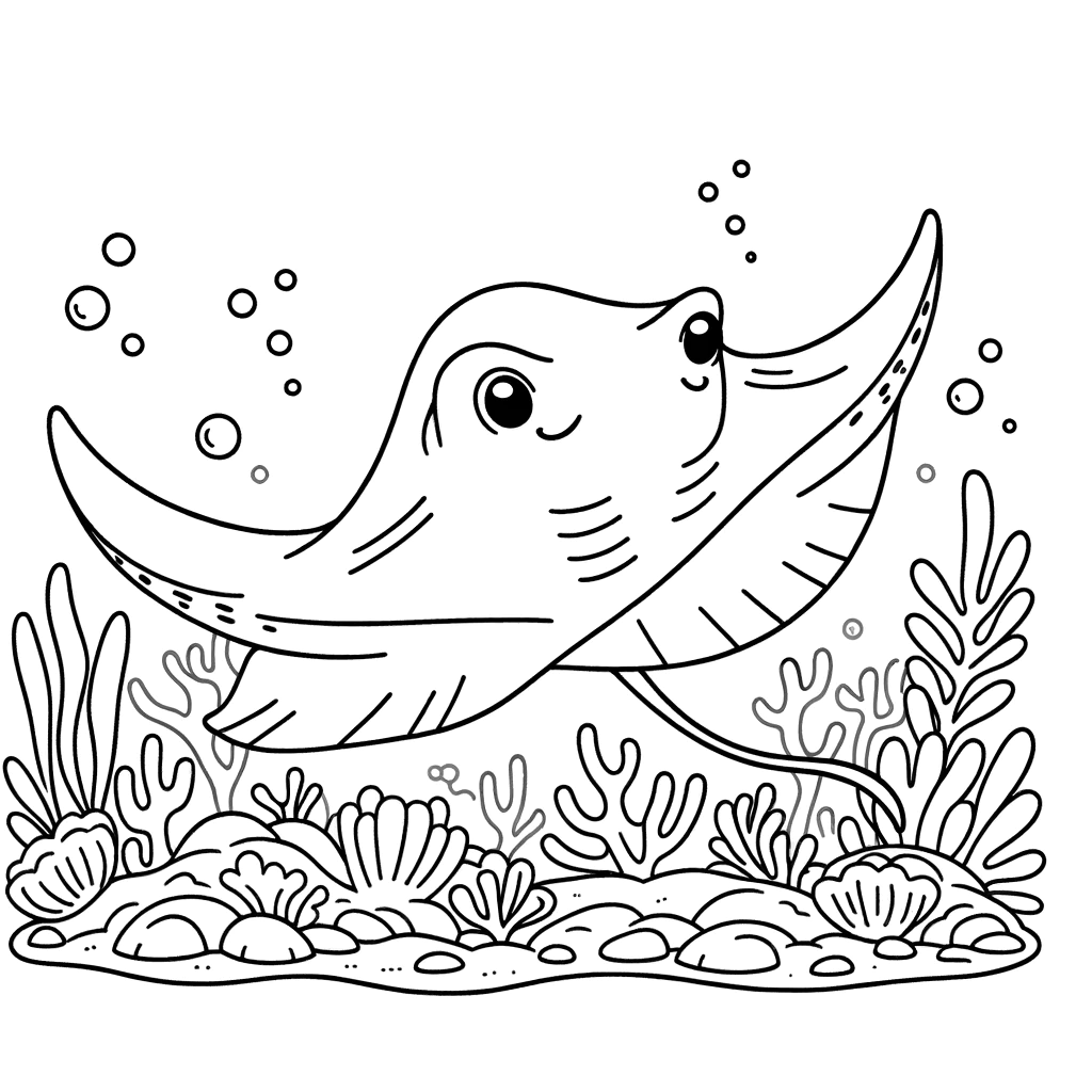 Free printable manta ray coloring page 8