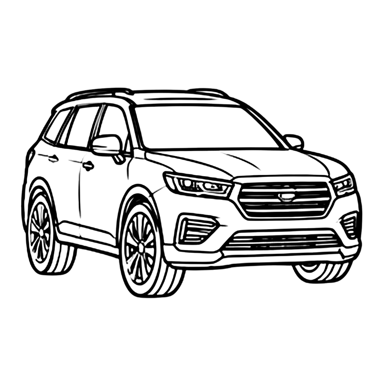 Modern suv coloring page 3: a modern SUV to print and color