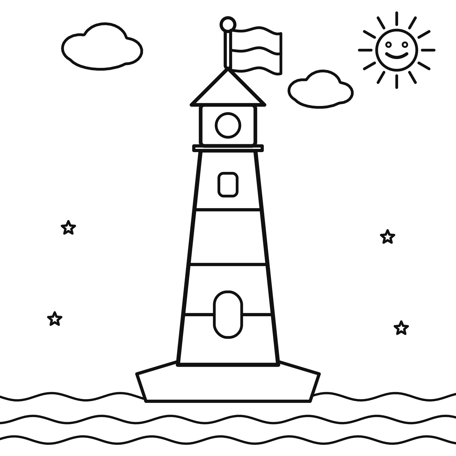 Lighthouse with a Monaco flag coloring page