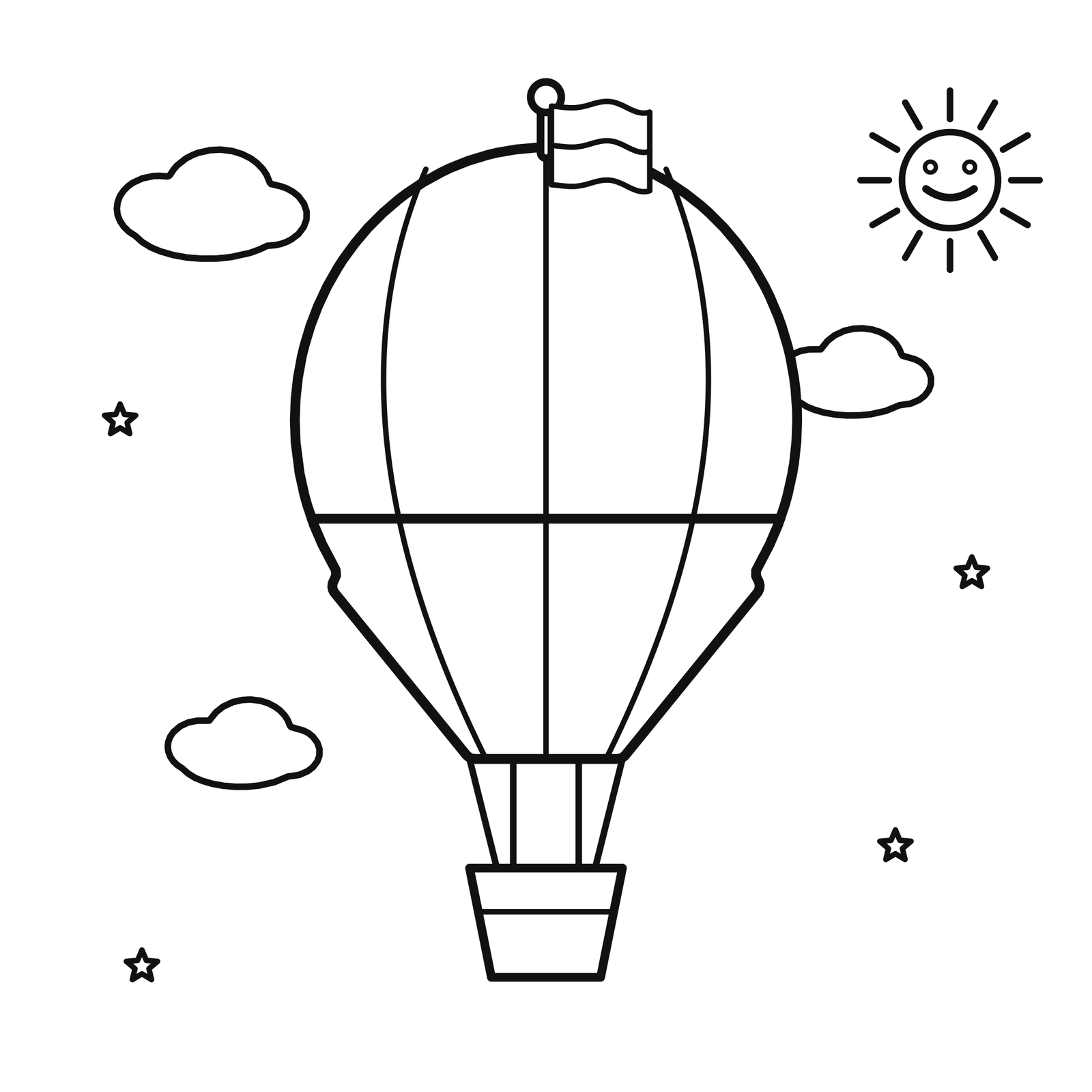 Hot air balloon with a Monaco flag coloring page