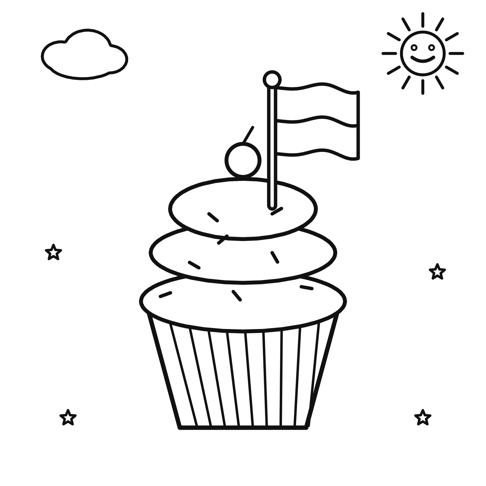 Cupcake with a Monaco flag coloring page