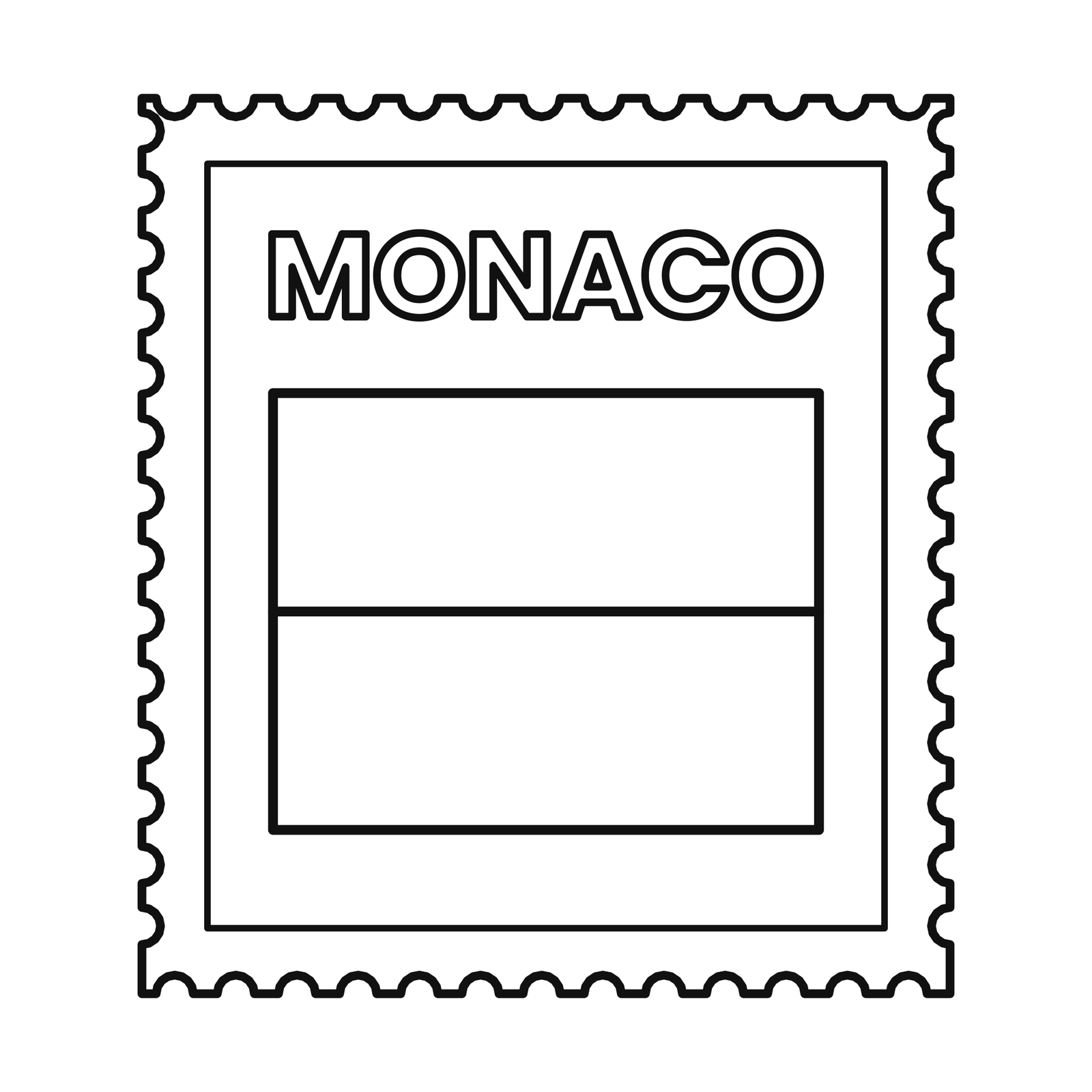 Monaco flag postage stamp coloring page