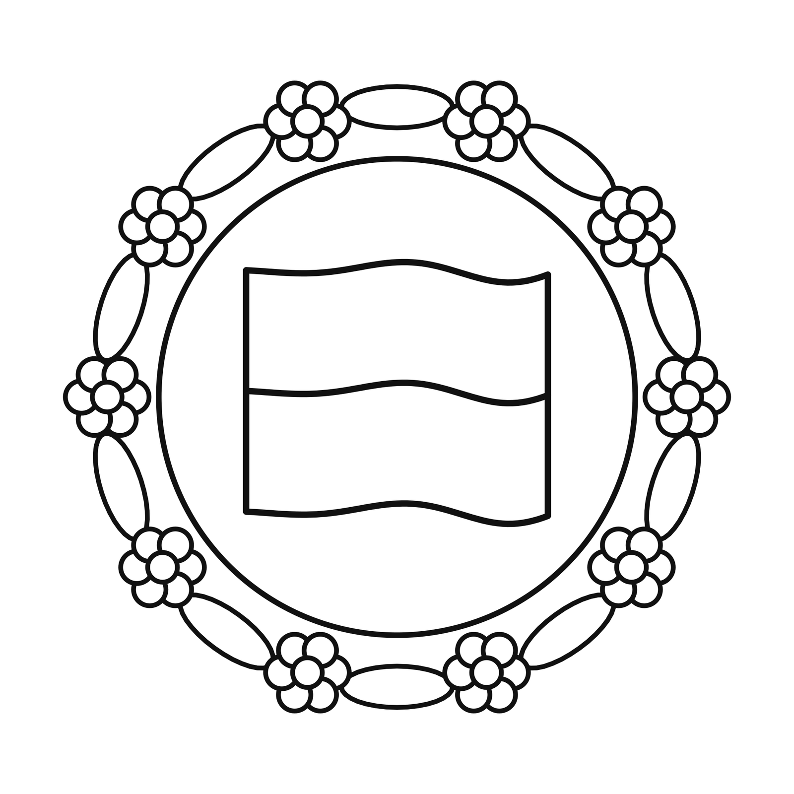 Monaco flag with a flower wreath coloring page