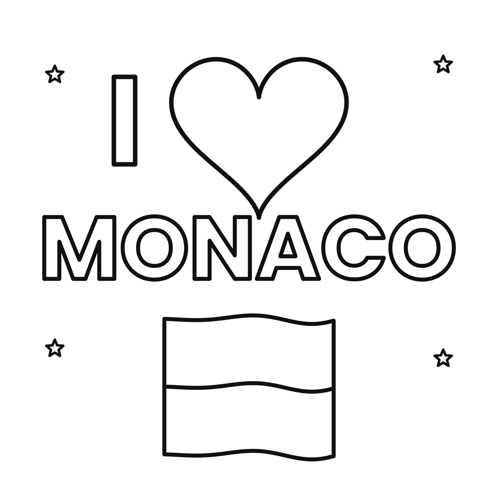 I love Monaco coloring page with flag
