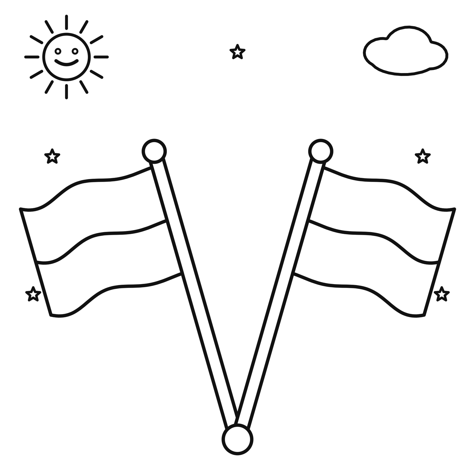 Two crossed Monaco flags coloring page