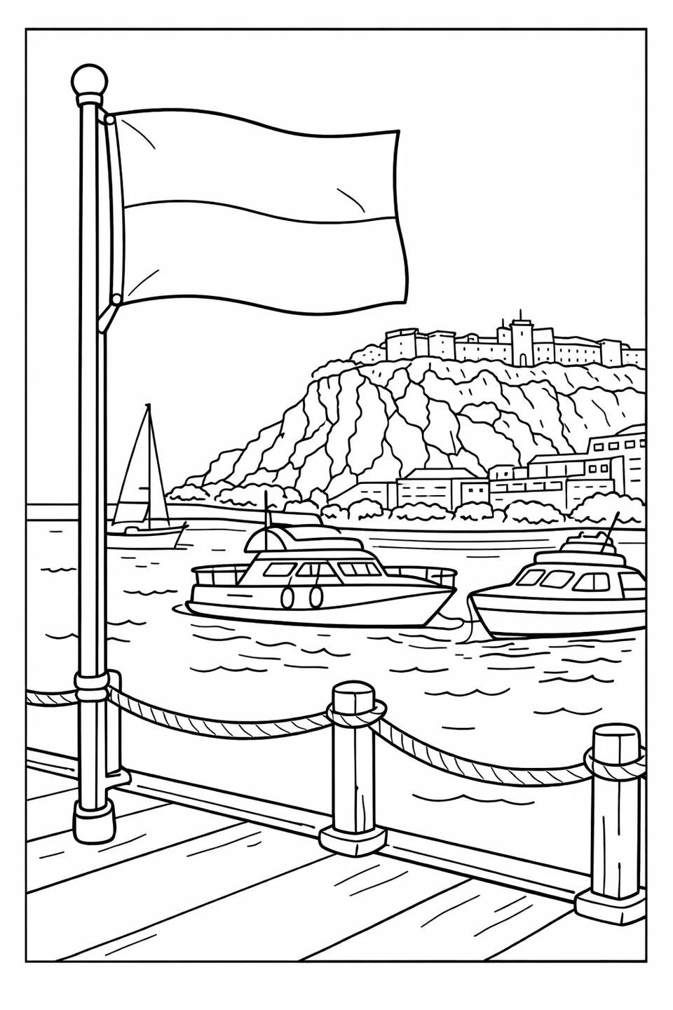 Free printable Monaco flag coloring page 35 for kids and adults