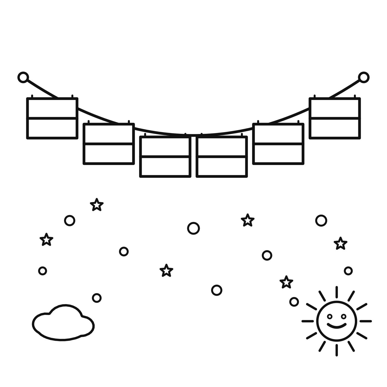 Monaco flag bunting banner coloring page with stars and confetti