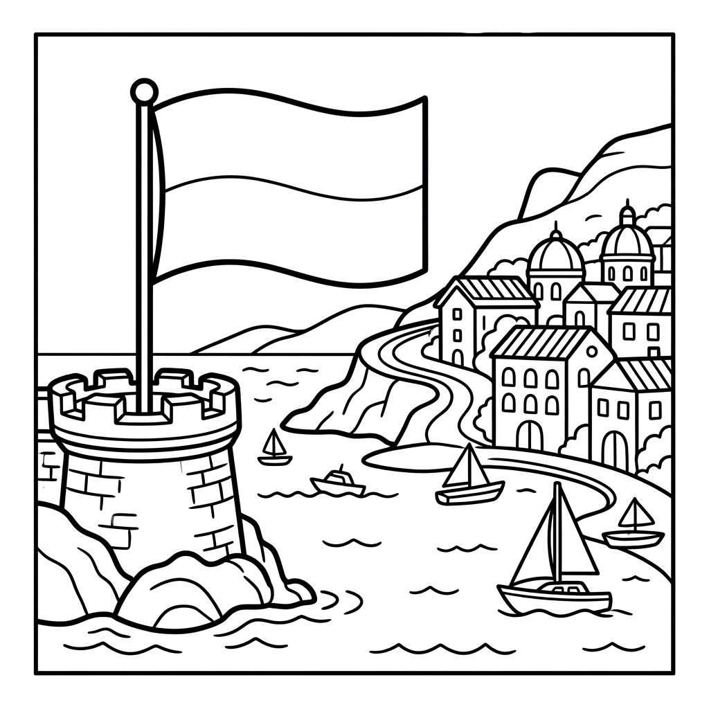 Free printable Monaco flag coloring page 43