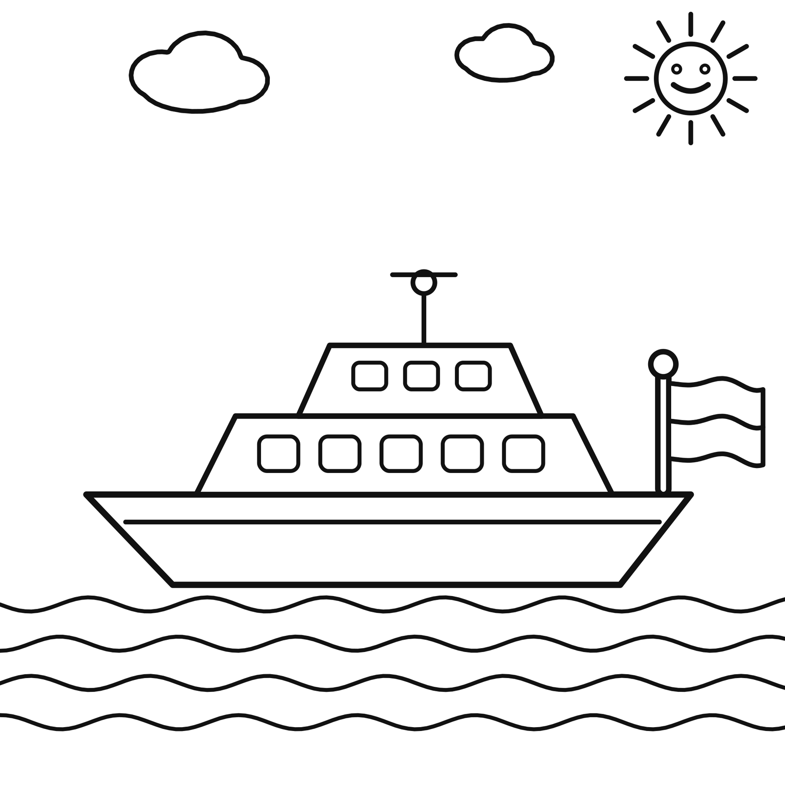 Yacht with a Monaco flag coloring page
