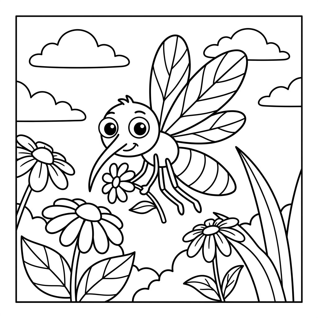 Free printable mosquito coloring page 1