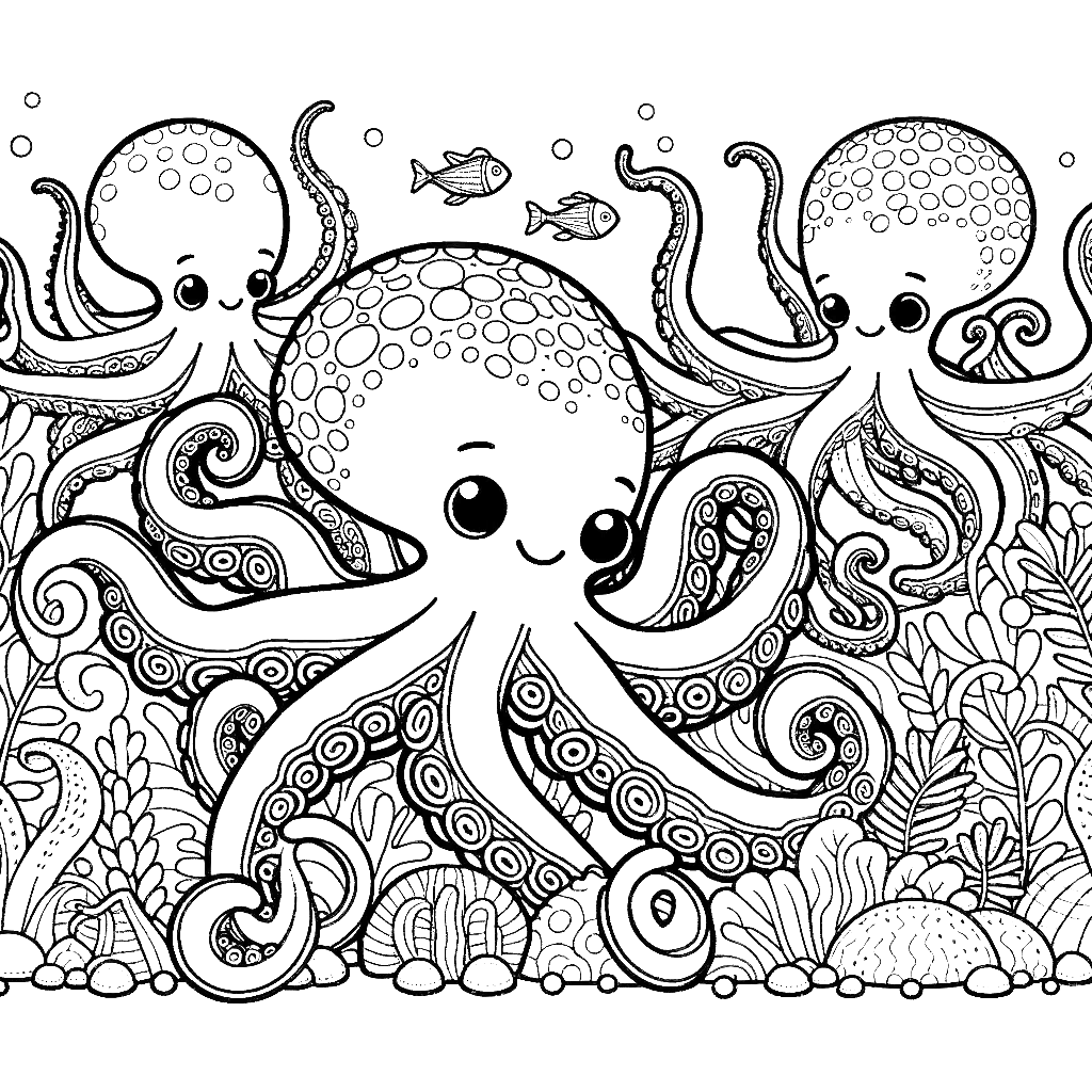 Free printable octopus coloring page 1