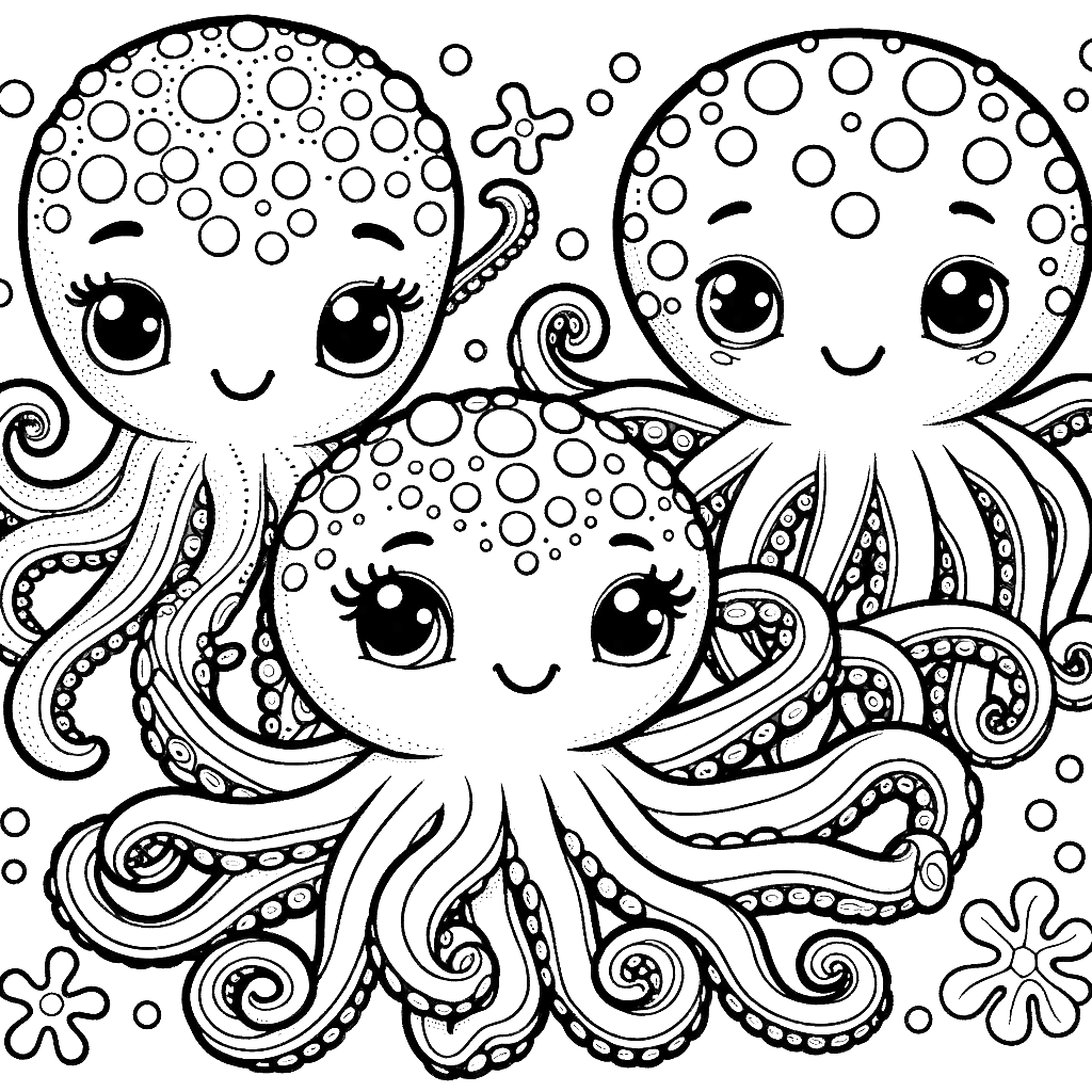 Free printable octopus coloring page 14 for kids and adults