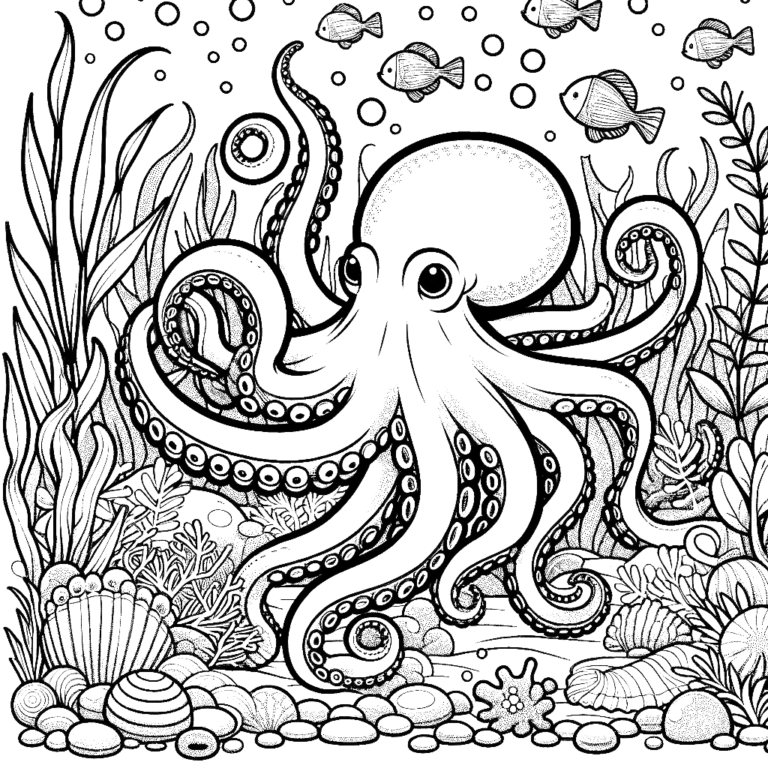 Ocotopus Coloring Octopus, Squid & Jellyfish Coloring Pages (52 Free)