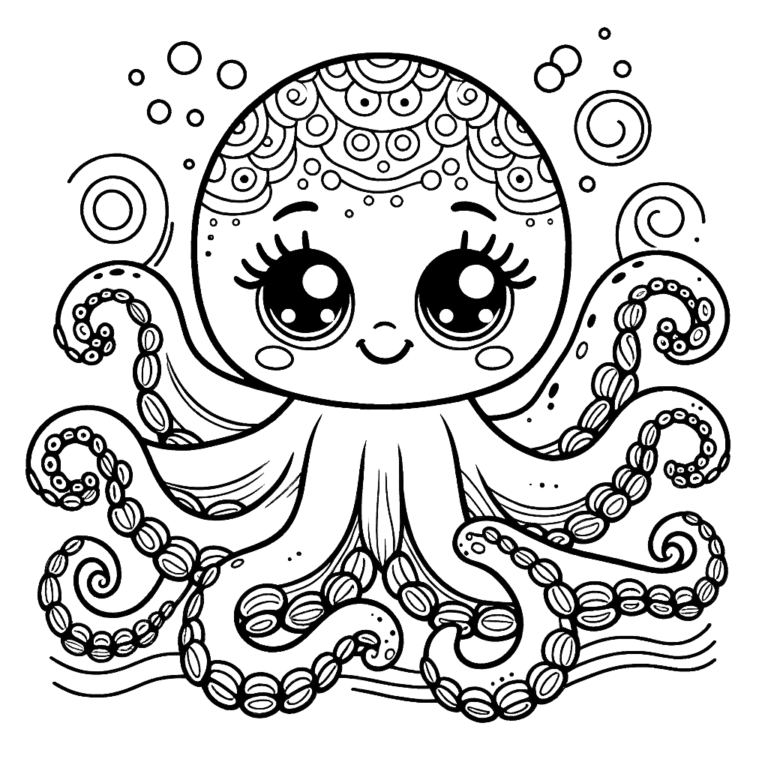 Ocotopus Coloring Octopus, Squid & Jellyfish Coloring Pages (52 Free)