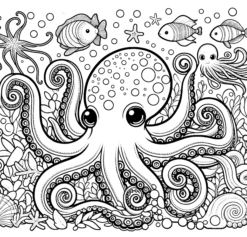 Free printable octopus coloring page 8