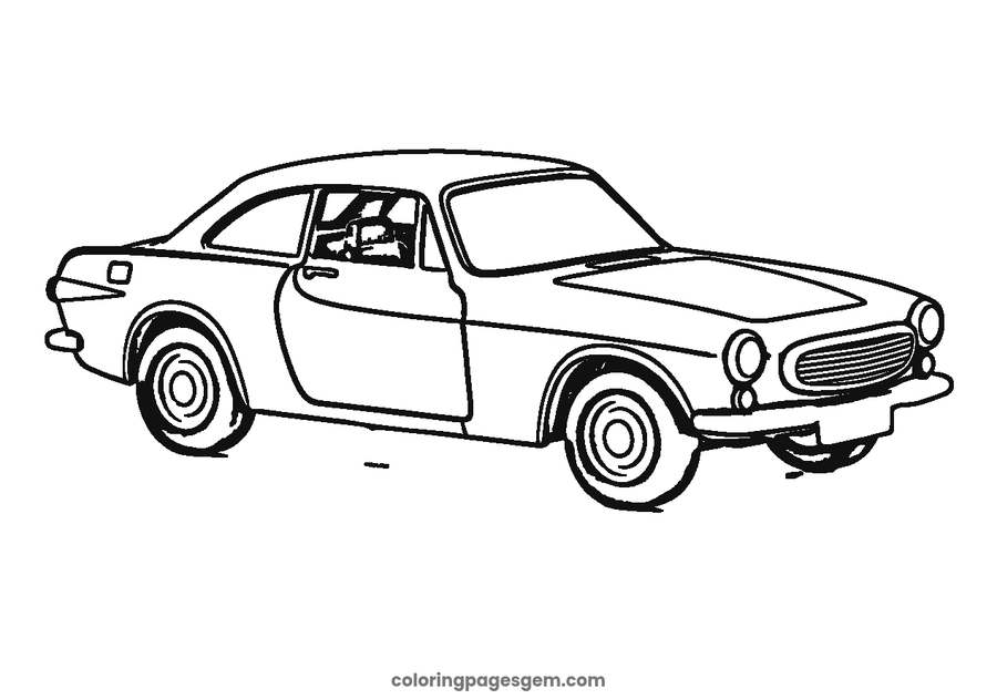 Car coloring page made with the photo to coloring page converter