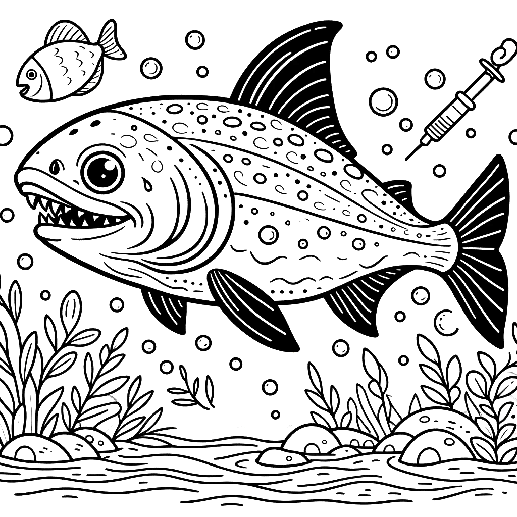 Free printable piranha coloring page 8