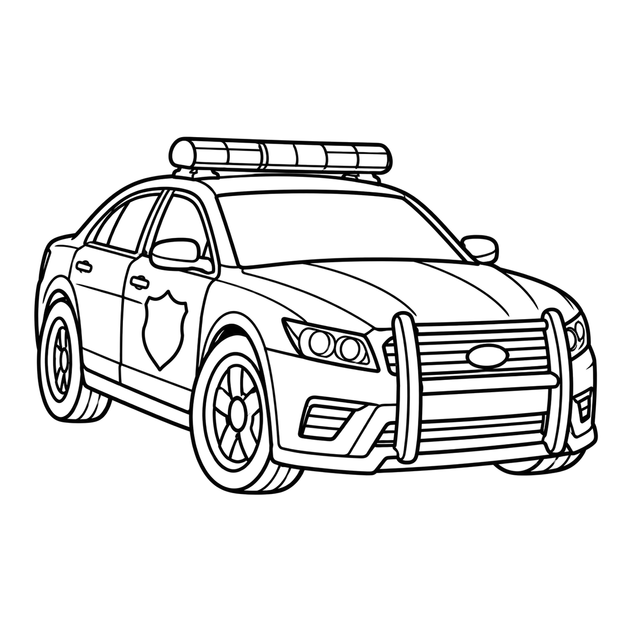Police car coloring page 2: a police car with a light bar to print and color