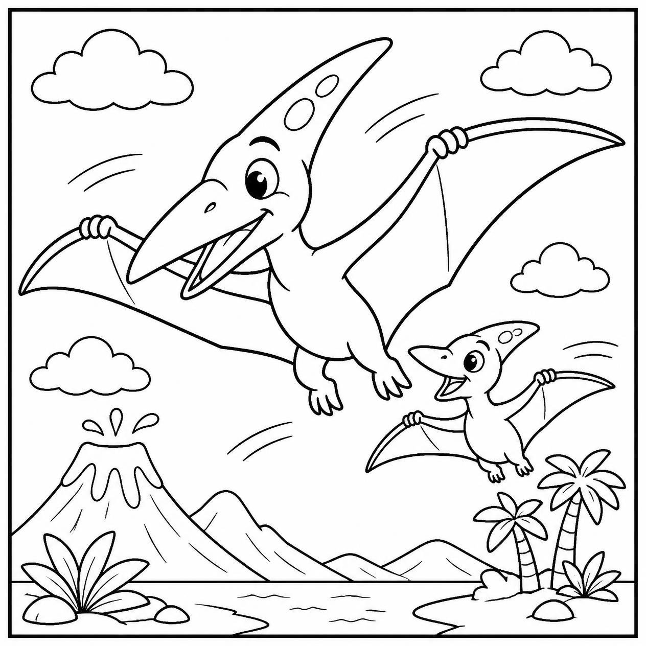 Free printable pterodactyl coloring page 1