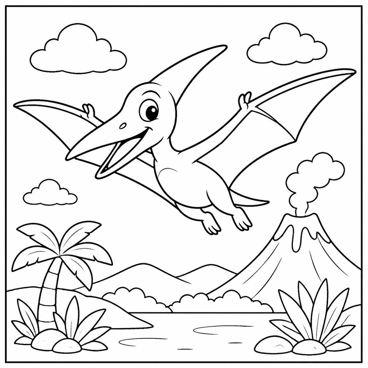 Free printable pterodactyl coloring page 3 to print and color