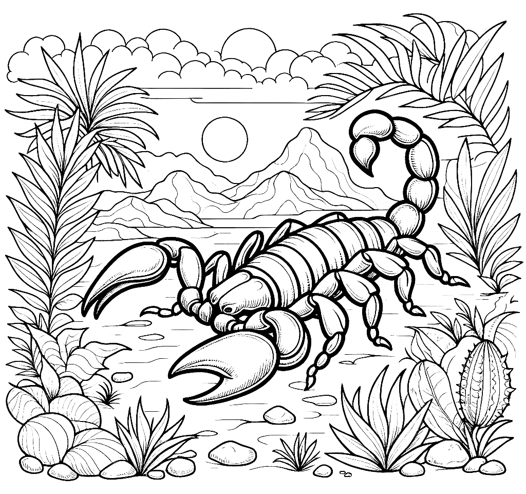 Free printable scorpion coloring page 1