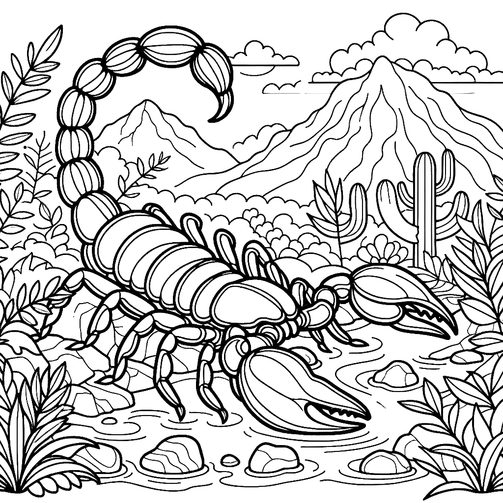 Free printable scorpion coloring page 2 for kids