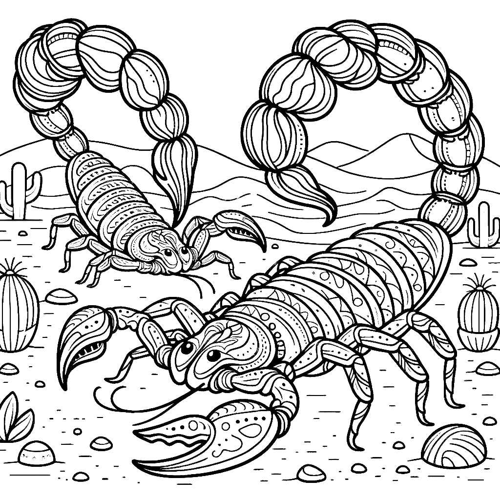 Free printable scorpion coloring page 3 to print and color
