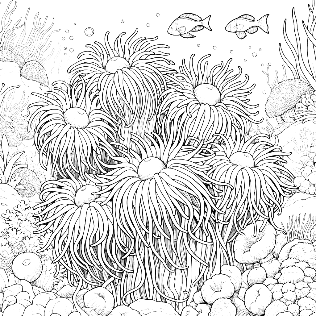 Free printable sea anemone coloring page 1
