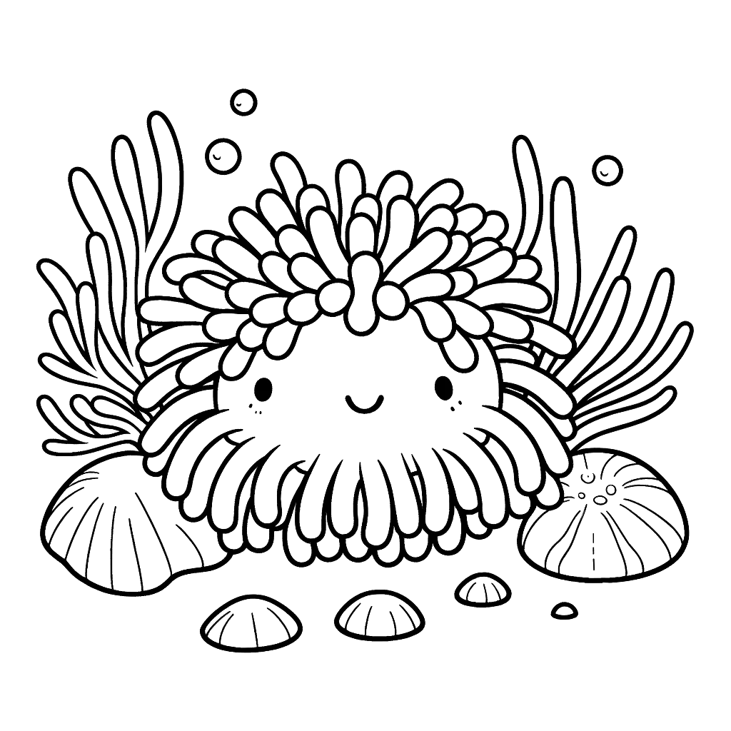 Free printable sea anemone coloring page 10 to print and color