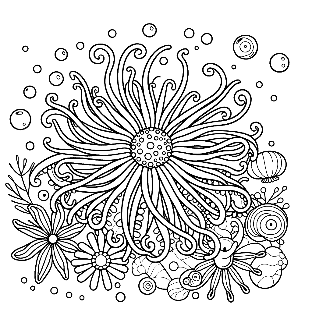 Free printable sea anemone coloring page 12 easy to color