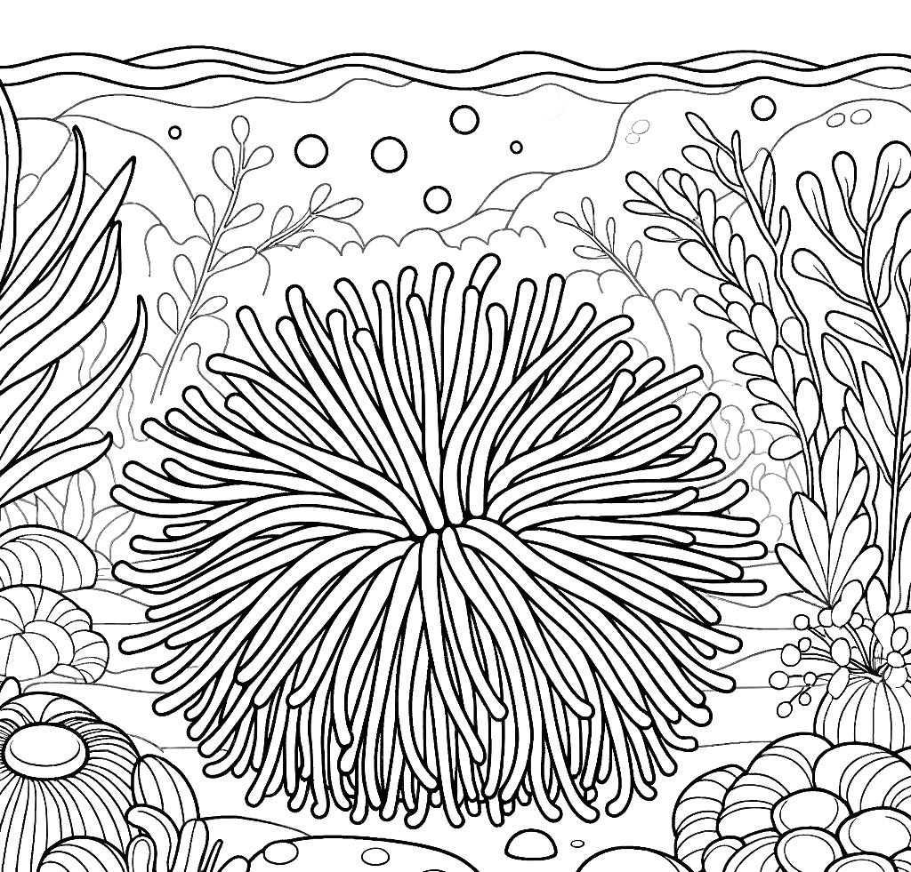 Free printable sea anemone coloring page 14 for kids and adults