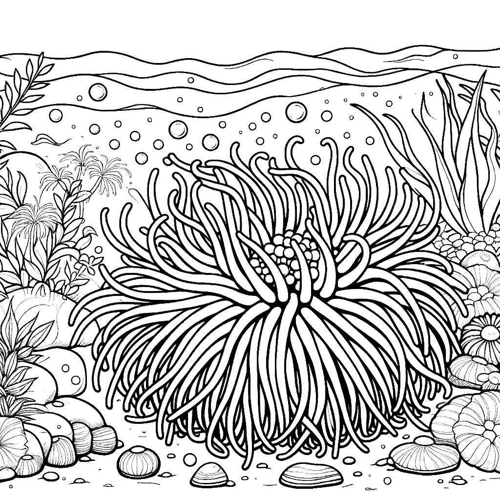 Free printable sea anemone coloring page 5 easy to color