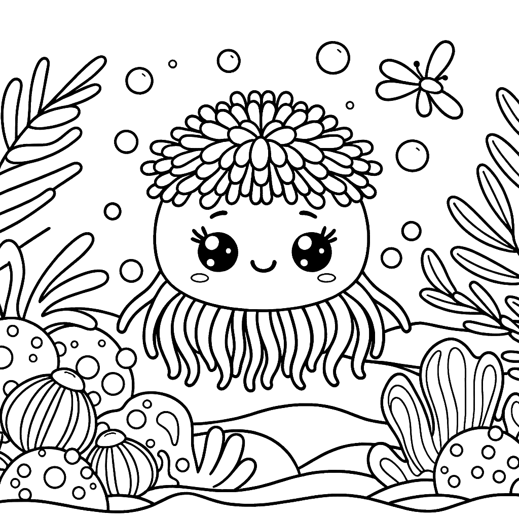 Free printable sea anemone coloring page 7 for kids and adults