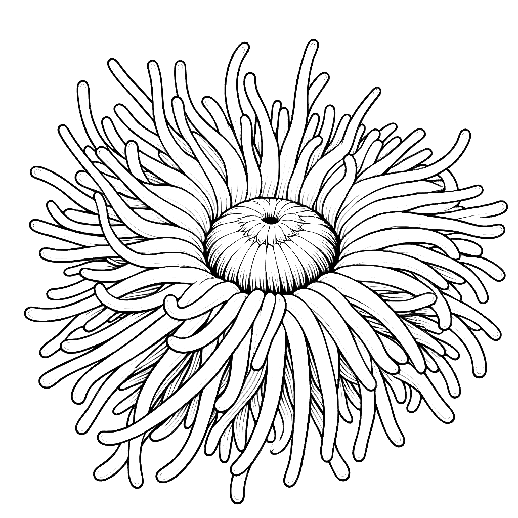 Free printable sea anemone coloring page 9 for kids