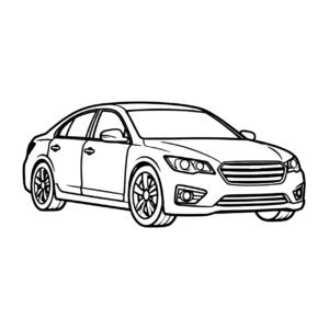 Sedan car coloring page 1: a family sedan to print and color