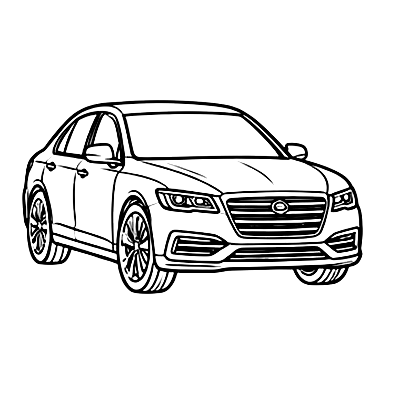 Sedan car coloring page 4: a family sedan to print and color