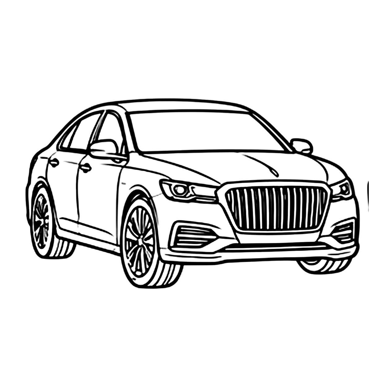 Sedan car coloring page 5: a family sedan to print and color