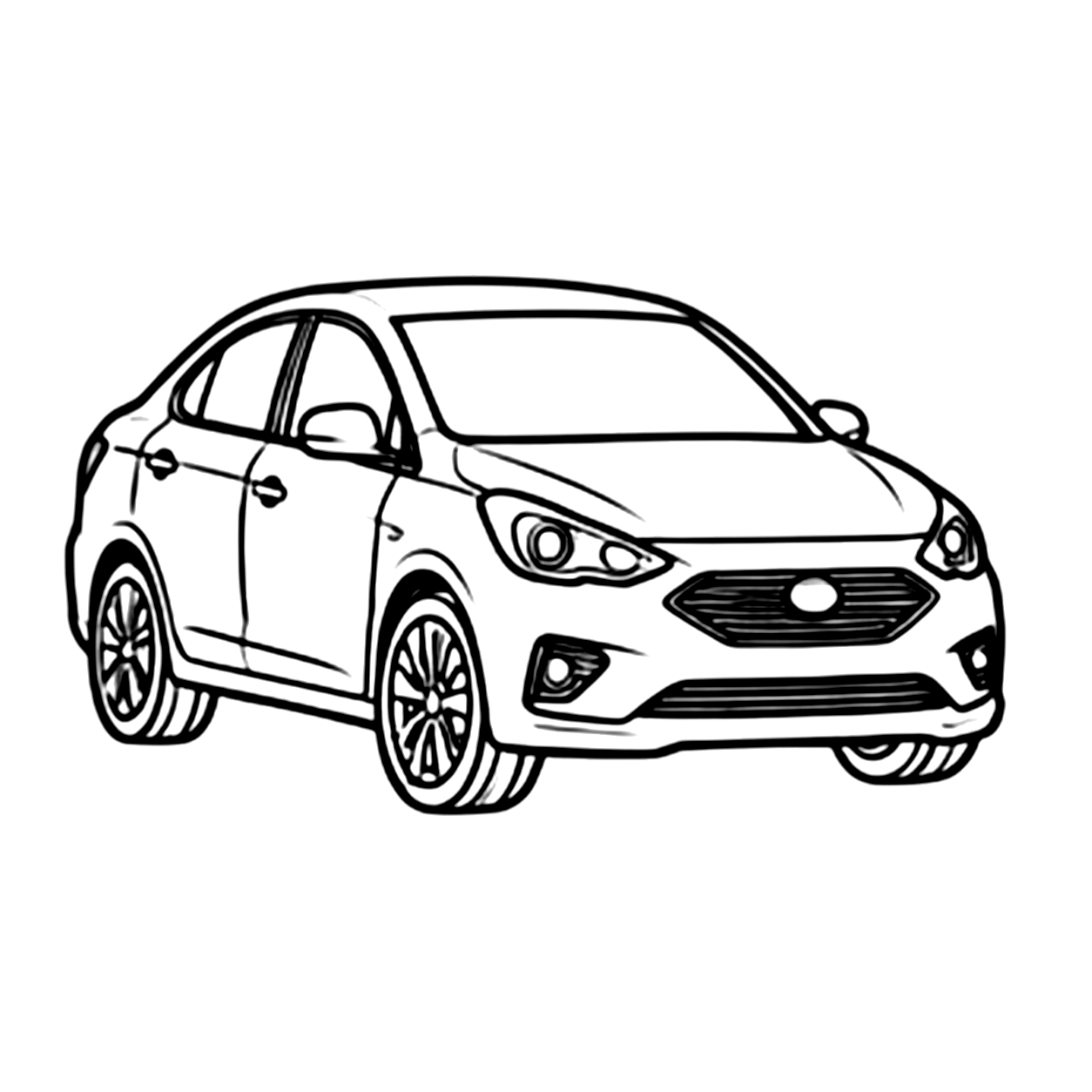 Small car coloring page: a small city car to print and color
