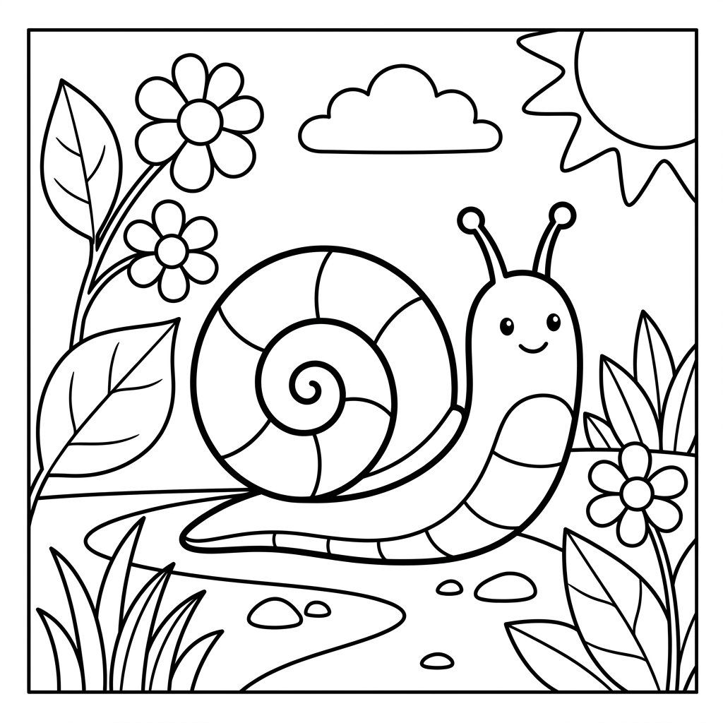 Free printable snail coloring page 1