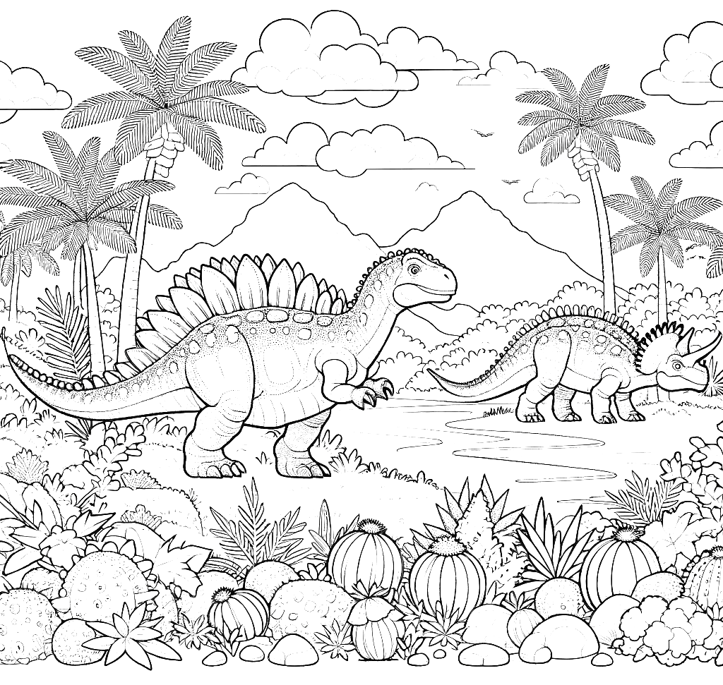 Free printable Spinosaurus dinosaur coloring page 18 black and white outline