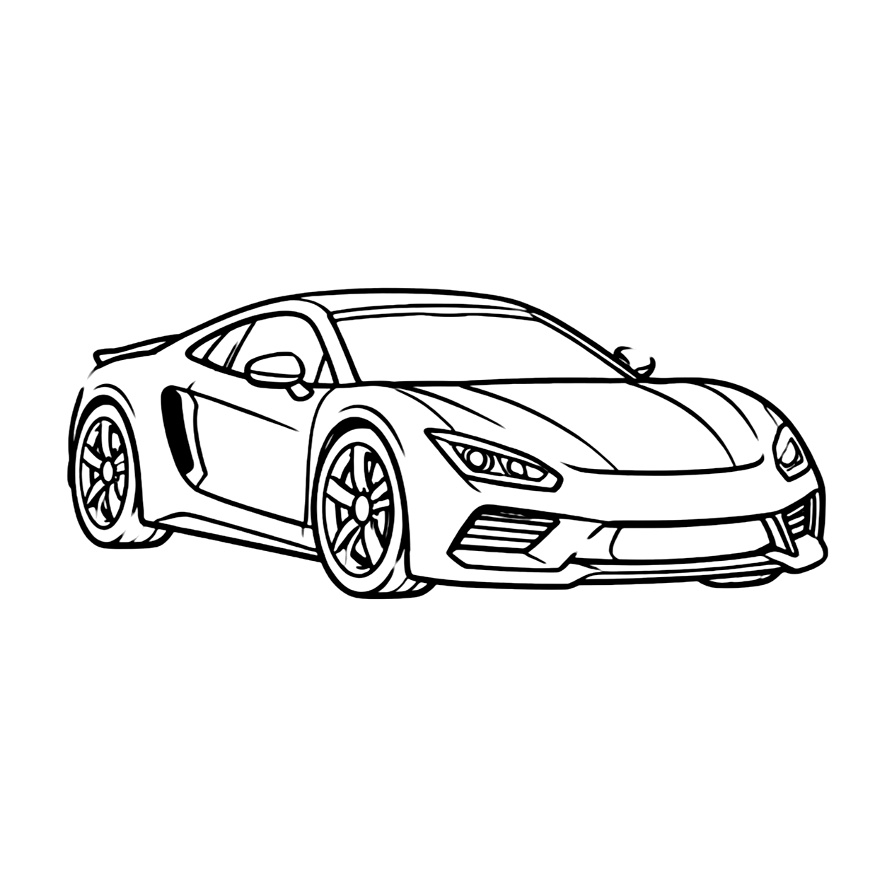 Sports car coloring page 2: a sporty coupe to print and color