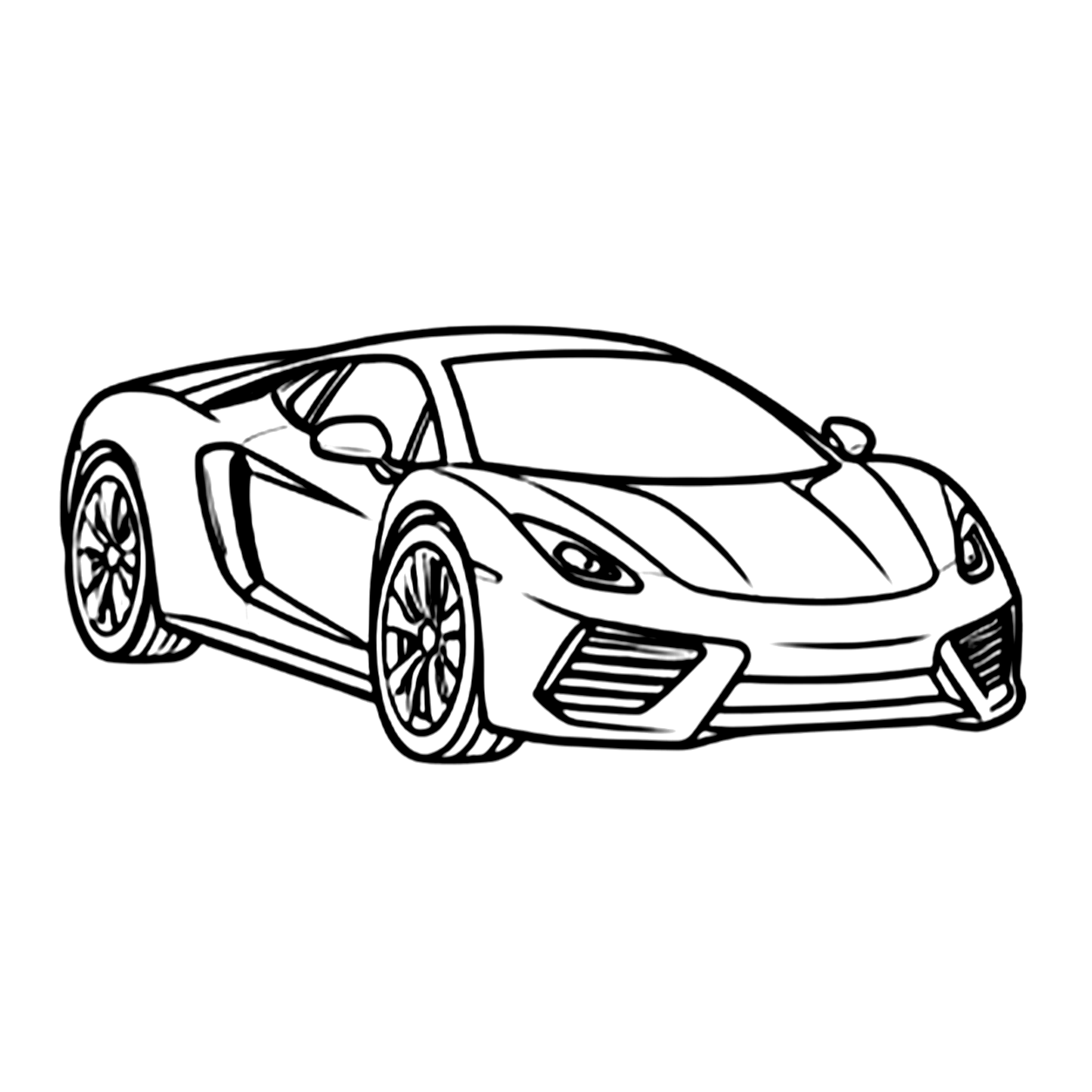 Sports car coloring page 3: a sporty coupe to print and color