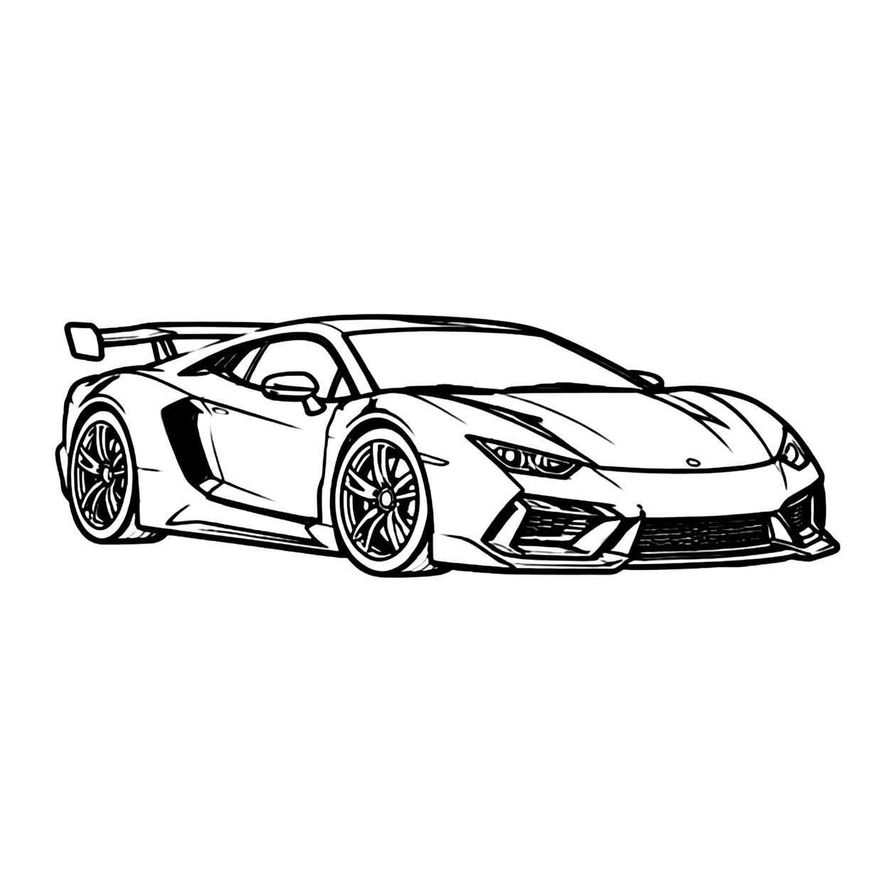 Sports car coloring page 4: a sporty coupe to print and color