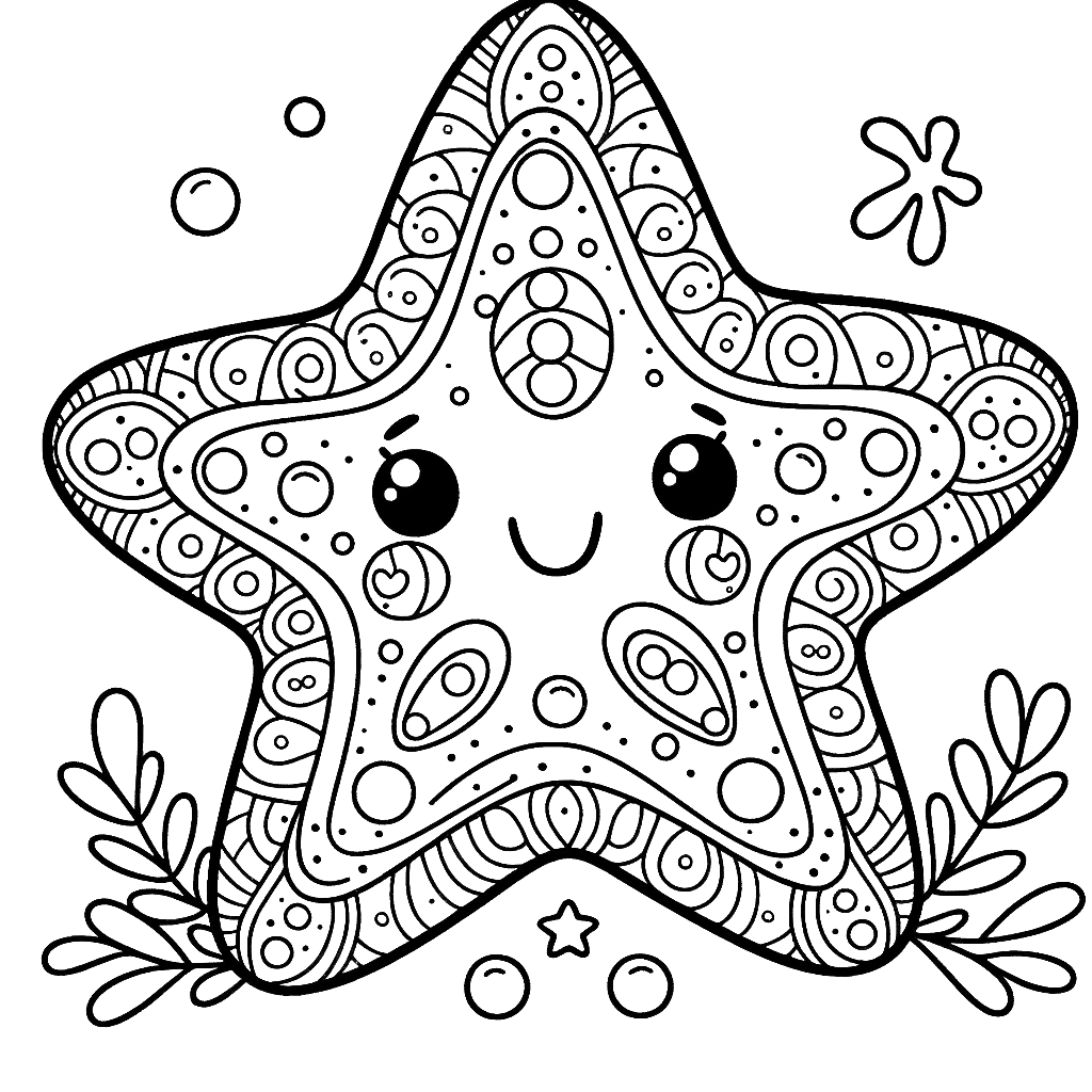 Free printable starfish coloring page 3 to print and color