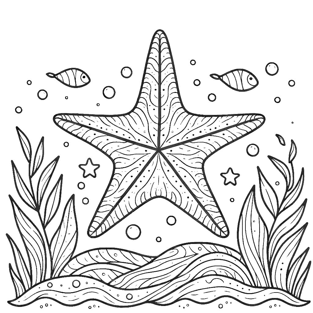 Free printable starfish coloring page 5 easy to color